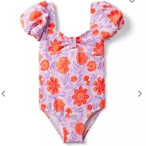 Janie and Jack Floral Puff Sleeve Swimsuit